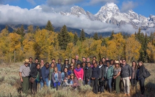 A group of Yale fellows posing at the 2016 Cohort EGA Retreat in Jackson Hole